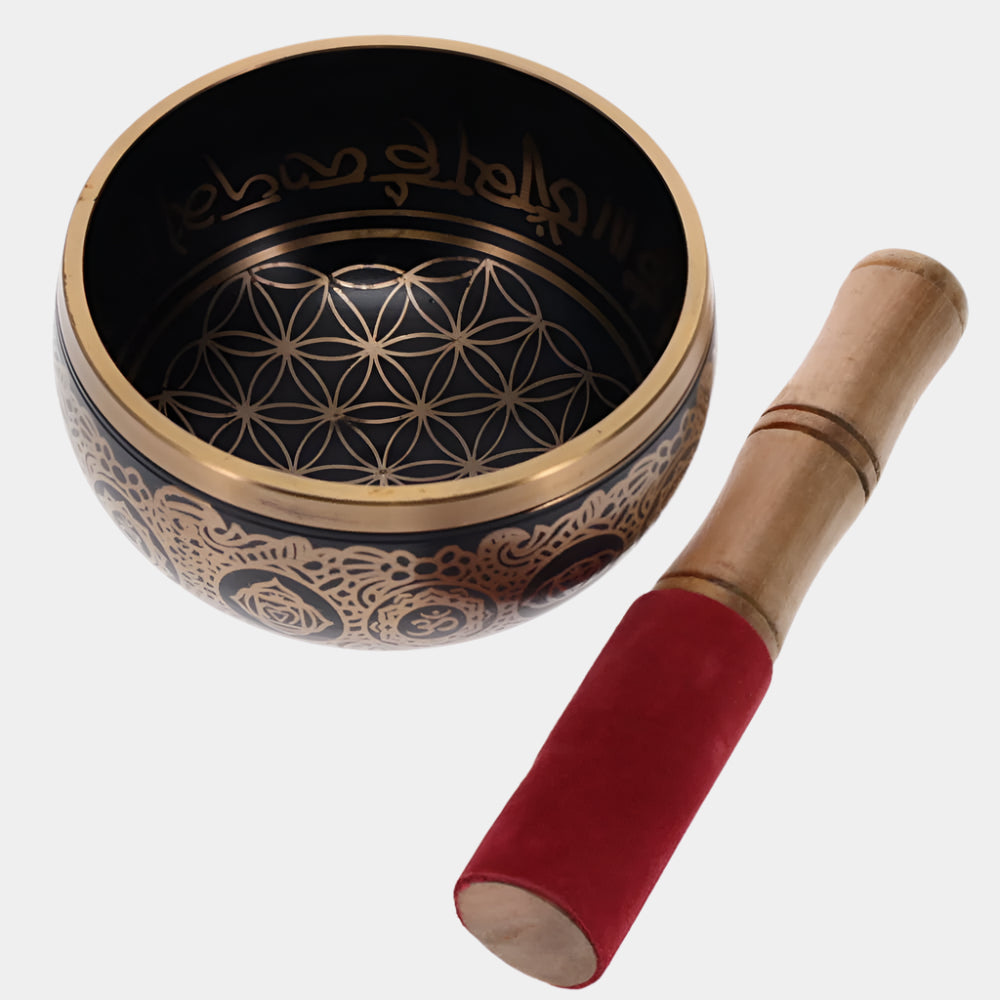 Black Flower of LIfe Tibetan Singing Bowl
