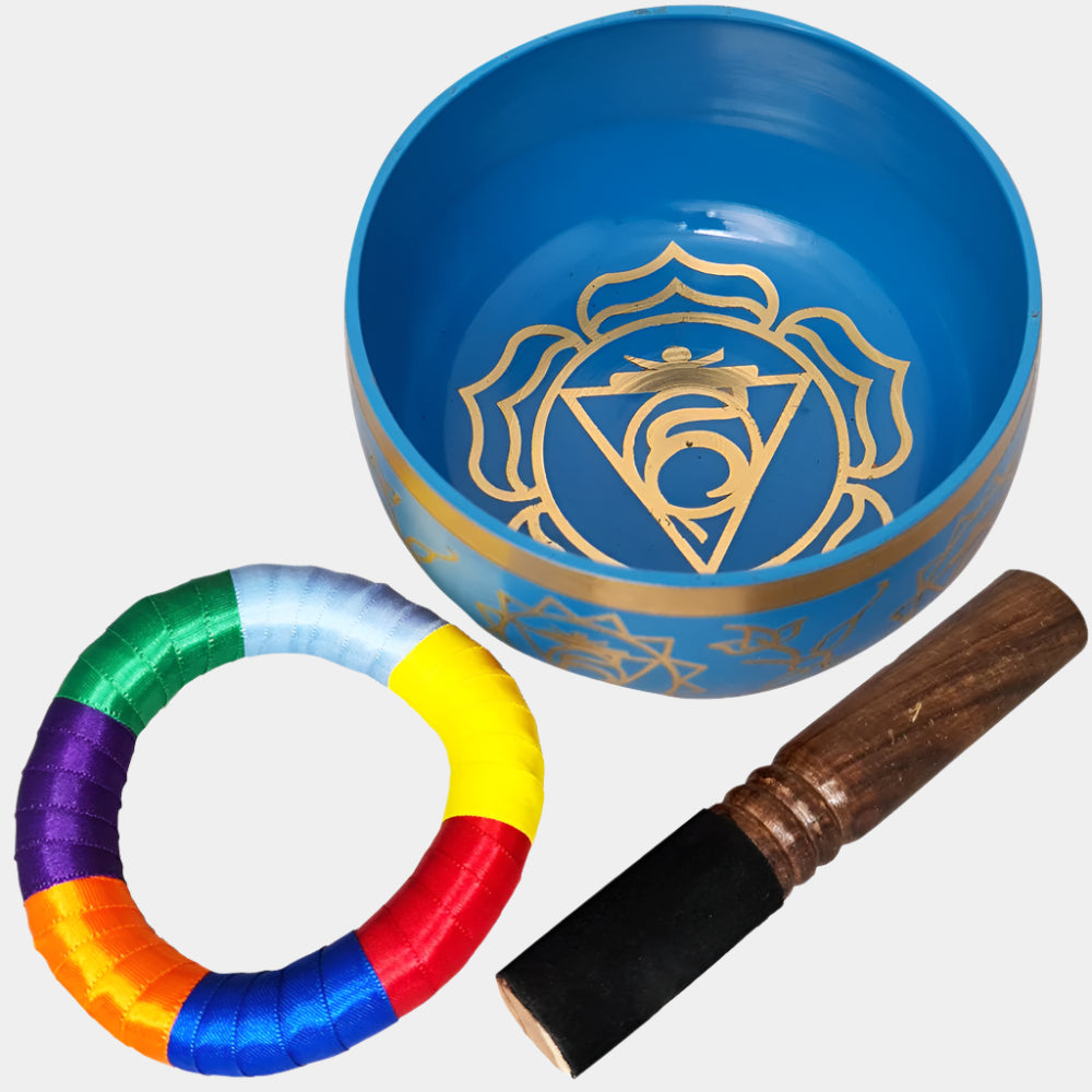 Throat Chakra Blue Tibetan Singing Bowl 13cm – Threeworlds Australia