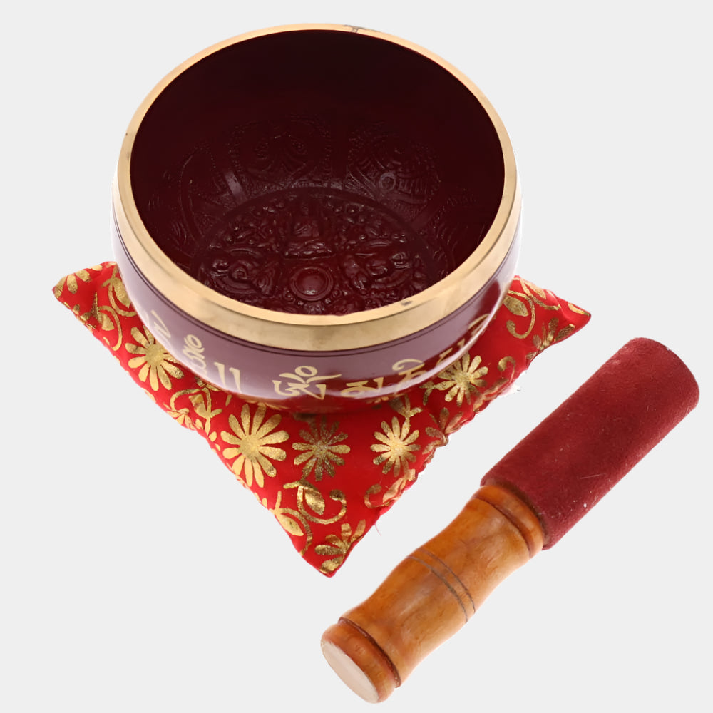 Red Hammered Brass Tibetan Singing Bowl 11cm