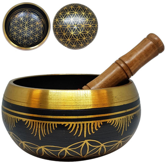 Brass Flower of Life Tibetan Singing Bowl 15cm