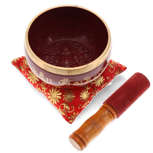 Red Hammered Brass Tibetan Singing Bowl 11cm