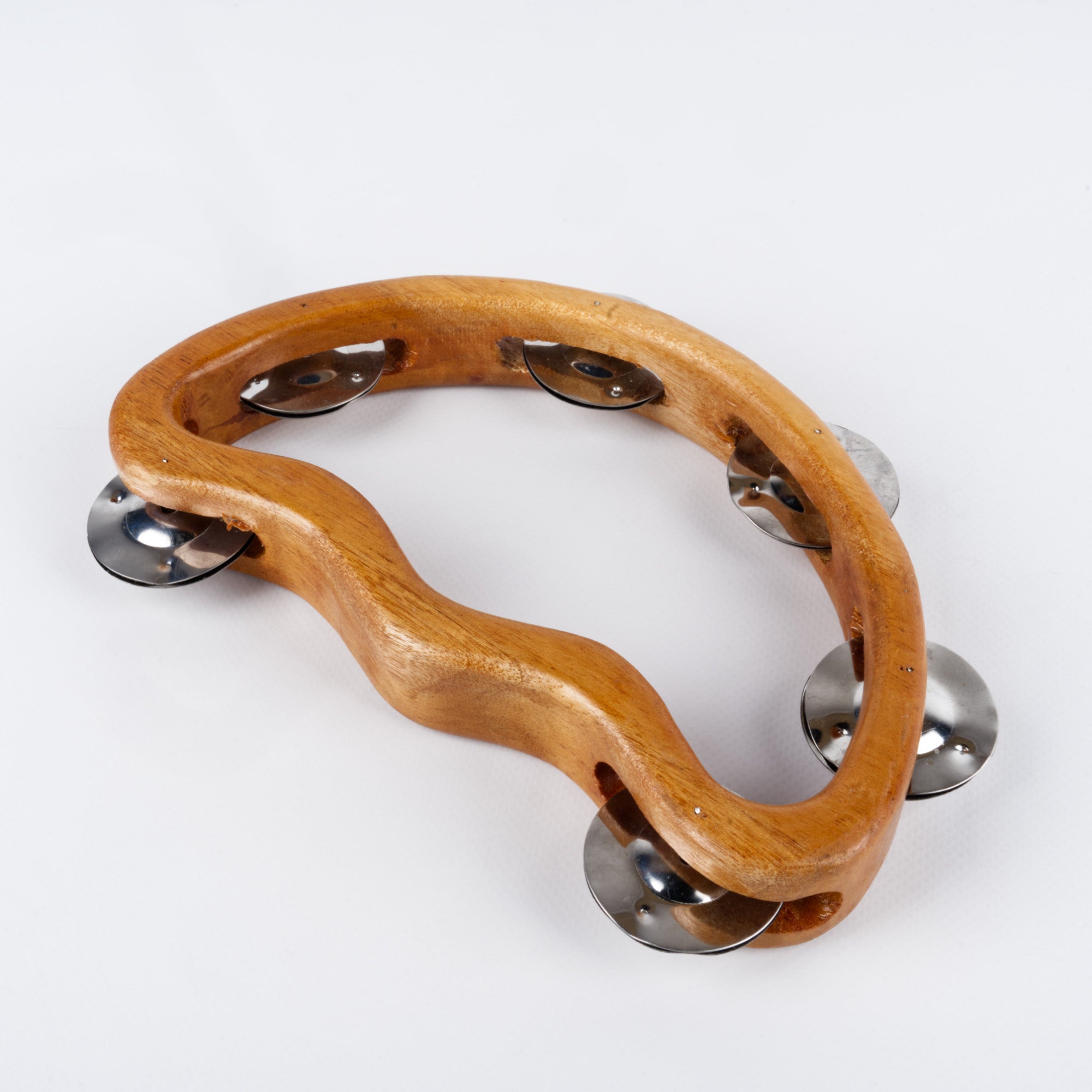 Wooden Half Moon Tambourine