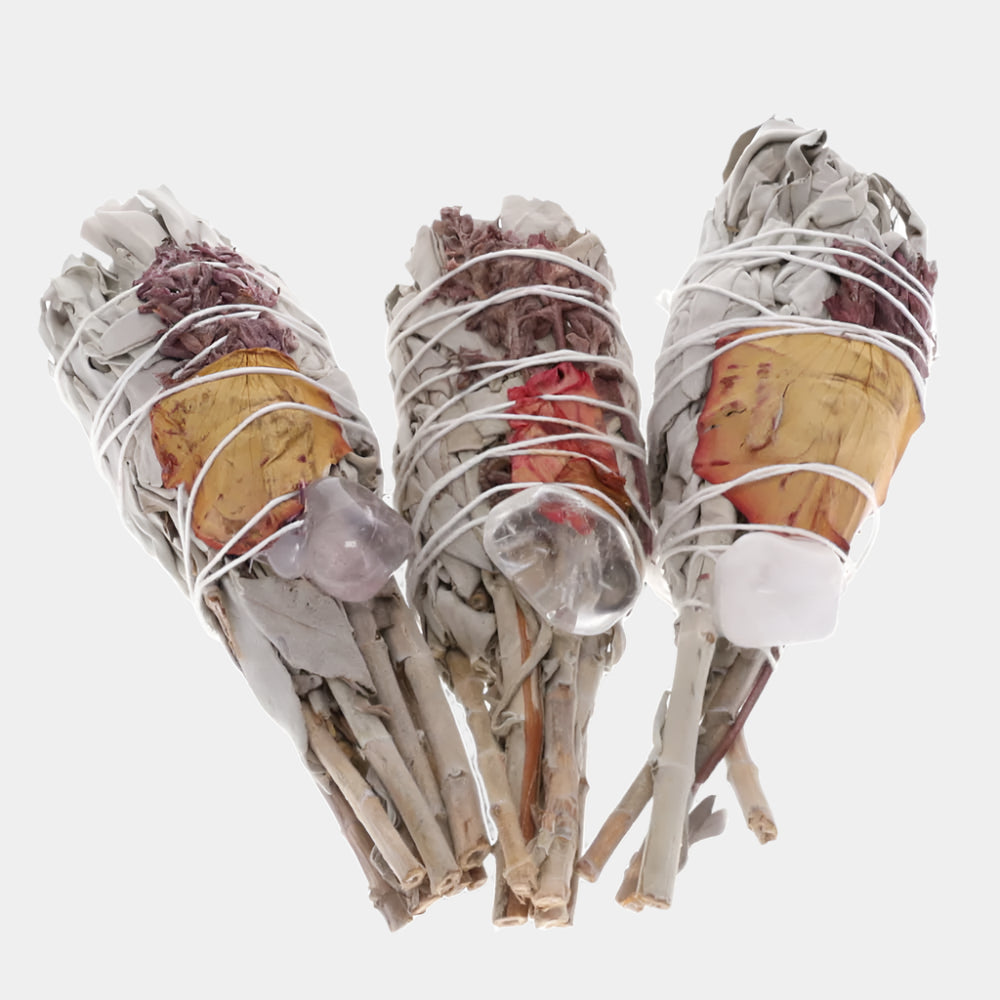White Sage & Flowers Smudge Stick