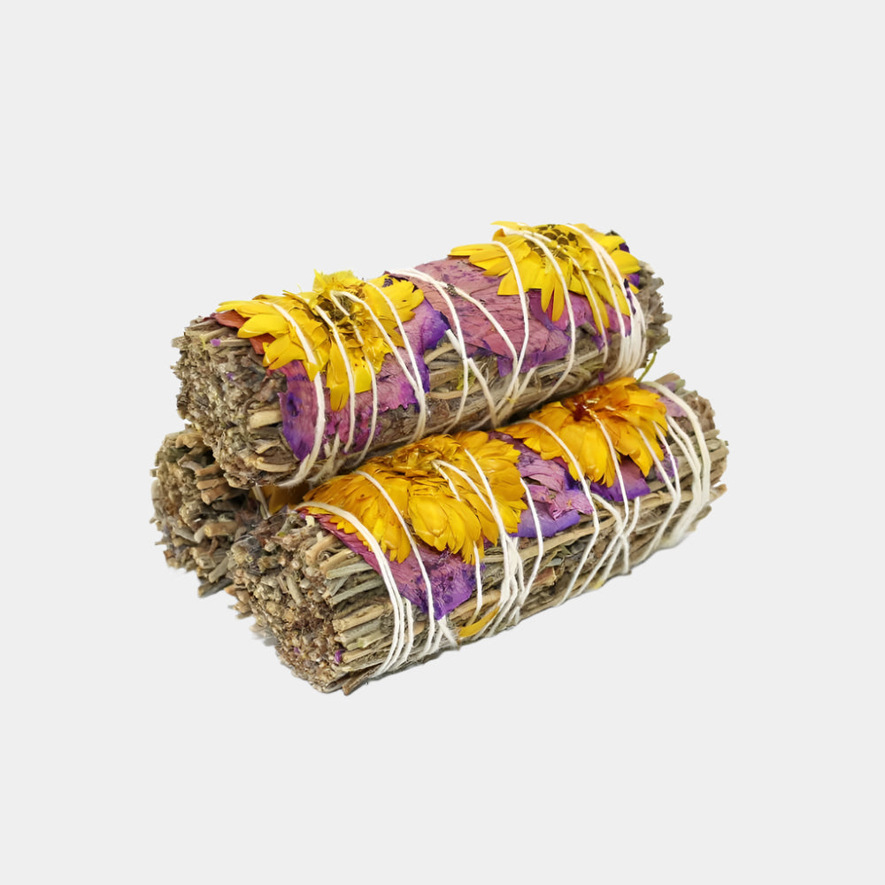 White Sage & Flowers Smudge Stick