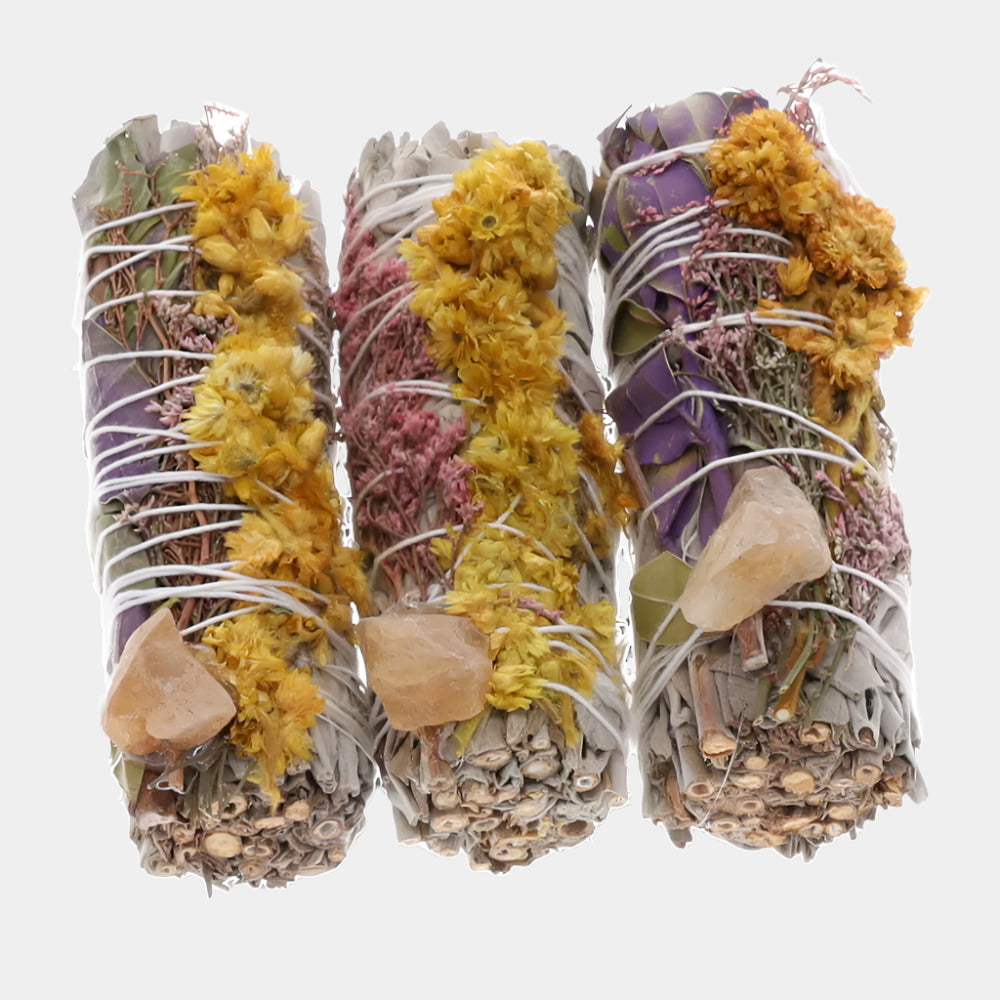White Sage & Flowers Smudge Stick