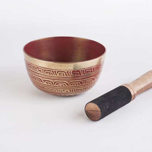 Deep Red Tibetan Mantra Singing Bowl