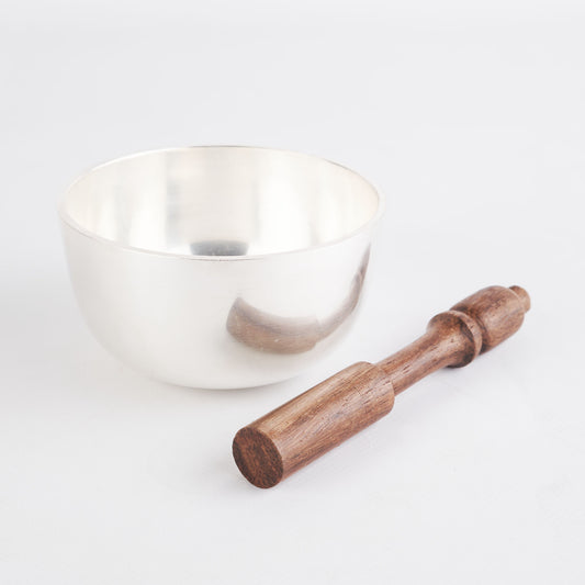 Deep Plain Singing Bowl Silver