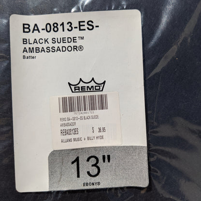 FINAL SALE - Remo Ambassador Black Suede 13”