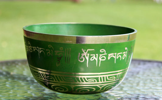 Deep Green Tibetan Mantra Singing Bowl